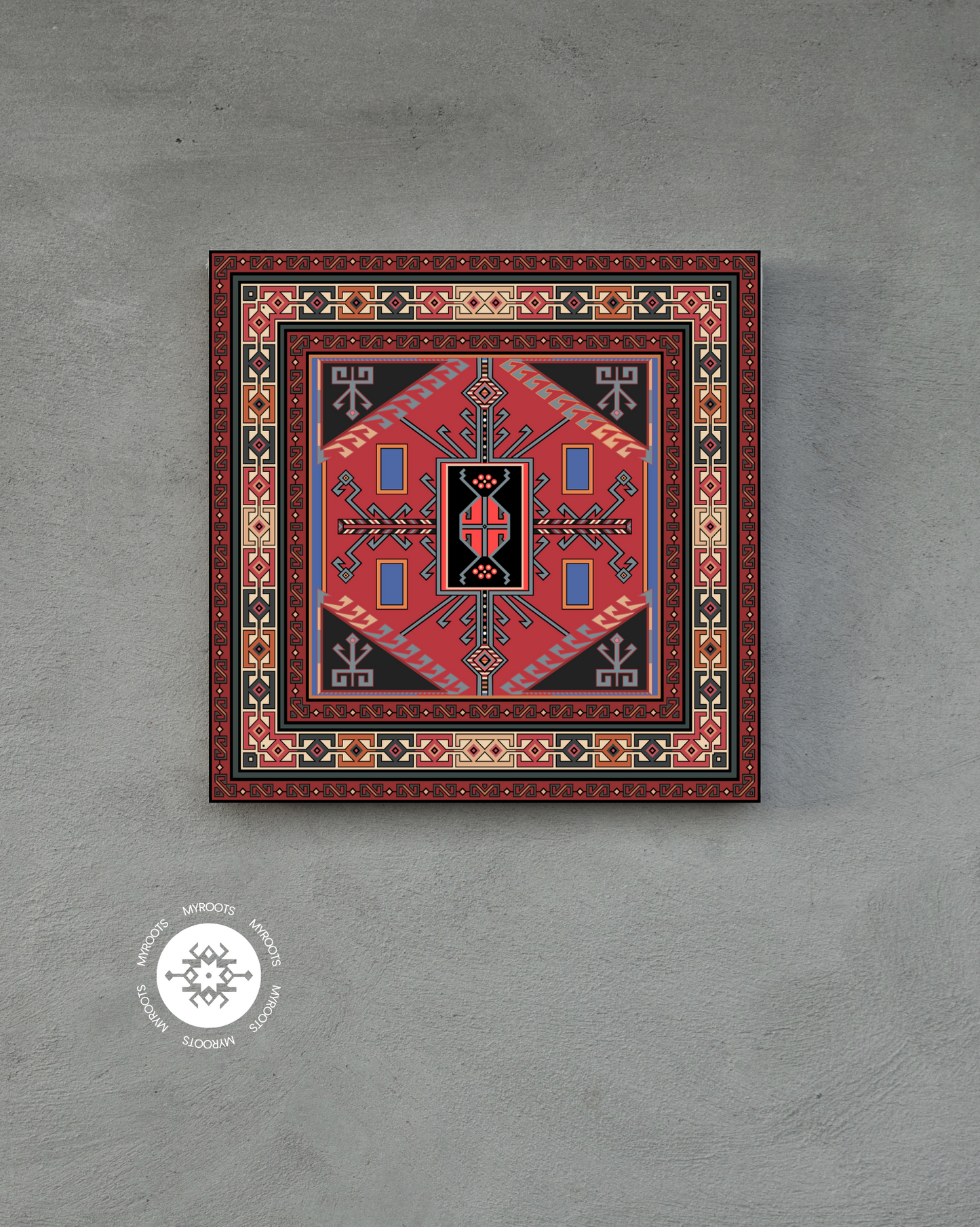 Indigo Medallion 8"x8" Tile - Shirvan Group