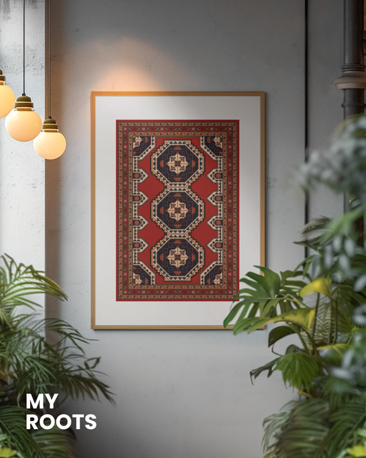 Baku Style Carpet Print - Authentic Azerbaijani Art for Your Home