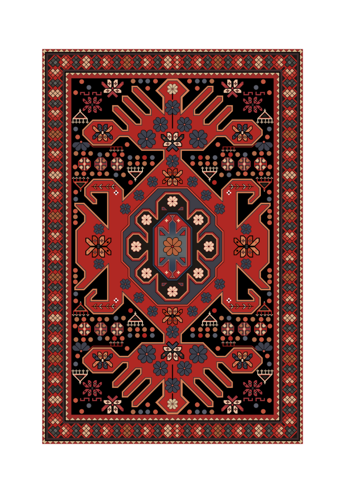 Shirvan Carpet Art Print - Traditional Azerbaijani Design